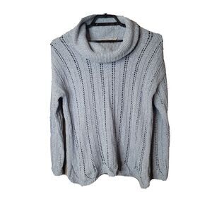 Soft Surroundings Women's Blue Knit Metallic Turtleneck Sweater Size Medium t2